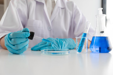 Medical scientists have experimented with liquid chemicals in vitro to analyze viral data in chemical laboratories. Scientific research concepts