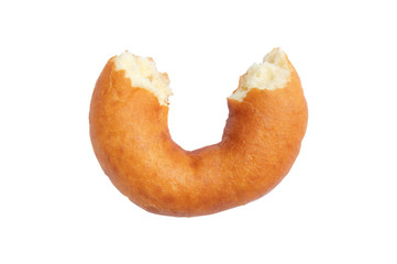 Half of classic doughnut isolated on white background