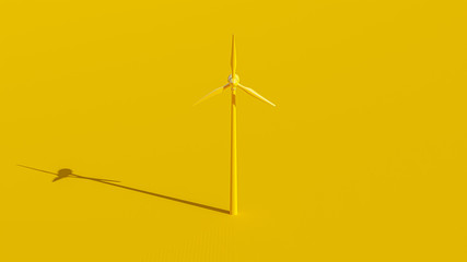 Yellow wind turbines energy production. Minimal idea concept yellow background, 3D Render © oatintro