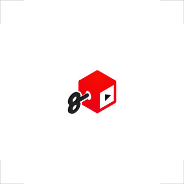 music box logo video player design cube