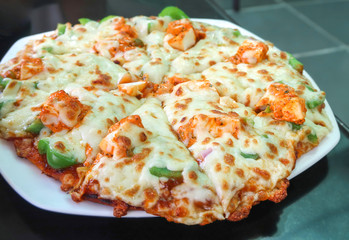 Slide paneer Pizza vegetarian indian food