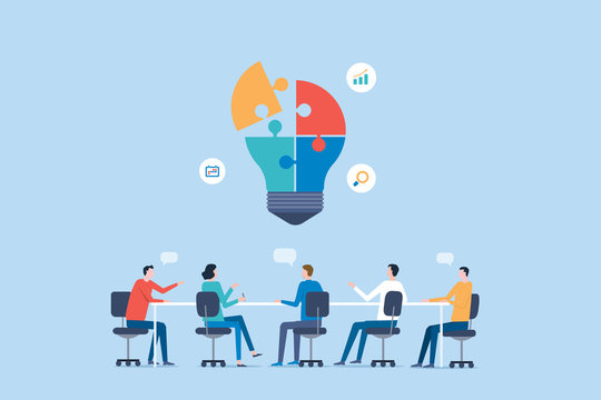 flat vector business team meeting for brainstorming concept 