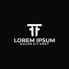 Initial letter FT or TF logo template with building pillar simplicity symbol in flat design monogram illustration