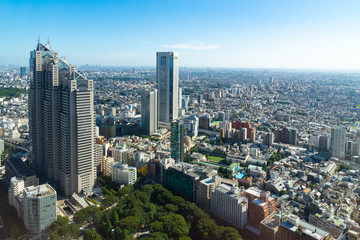 Aerial cityscape Tokyo city.