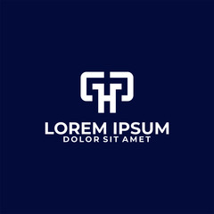 Obraz premium Initial letter GH or HG logo template with robot head simplicity symbol in flat design monogram illustration