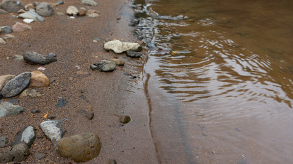 River bank with water turmoil in the sand. Images suitable for use as wallpaper or graphic material