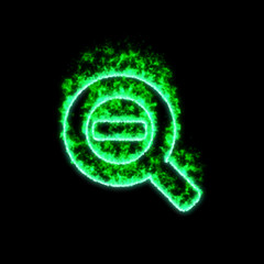 Obraz premium The symbol search minus burns in green fire