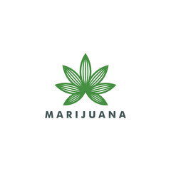 Obraz premium Cannabis logo, Marijuana icon symbol design vector, green leaf logotype