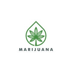 Cannabis logo, Marijuana icon symbol design vector, green leaf logotype