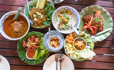 variety of Thai food