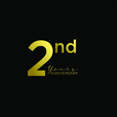 2nd gold black logo with ribbon design number icon