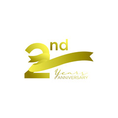 2nd gold white logo with ribbon design number icon
