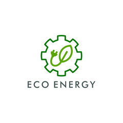 Eco energy logo template vector, electricity icon illustration design