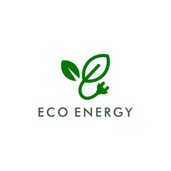 Eco energy logo template vector, electricity icon illustration design