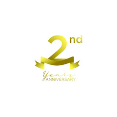 2nd gold white logo with ribbon design number icon