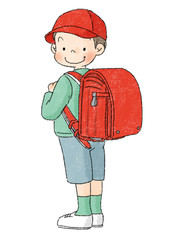 小学生　ランドセル　男の子　赤ランドセル