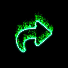 Fototapeta premium The symbol share burns in green fire