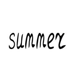 lettering summer hand written in doodle style phrase, words for design postcard, poster