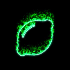 The symbol lemon burns in green fire