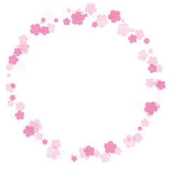 Fototapeta na wymiar ピンクの桜を散らした円のフレーム