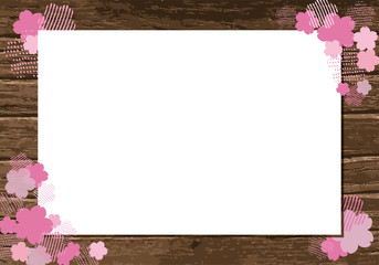 桜を散りばめたメッセージカード　木の背景