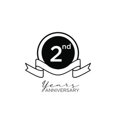 2nd black logo with ribbon design number icon