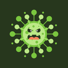 Corona Virus cartoon characters on color background Pathogen respiratory coronavirus 2019-nCoV from Wuhan, China. Suitable use for poster, element, mascot, emoji, emoticon. Covid-19, Sars, mers, flu.