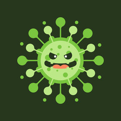 Corona Virus cartoon characters on color background Pathogen respiratory coronavirus 2019-nCoV from Wuhan, China. Suitable use for poster, element, mascot, emoji, emoticon. Covid-19, Sars, mers, flu.