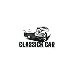 Silhouettes and illustrations Retro car/classic car logo design template