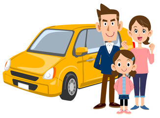 ファミリーカーと3人家族