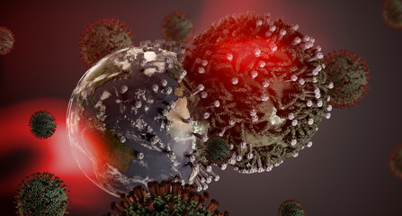 global virus infection 3d-illustration spreading design. elements of this image furnished by NASA