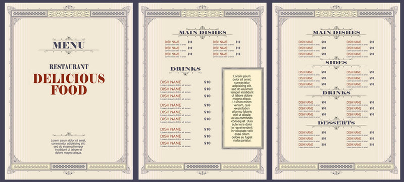 Restaurant menu template or other design.