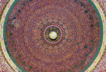 Istanbul, Turkey - CIRCA 2013: Intricate pattern on the ceiling inside one of the buildings in...