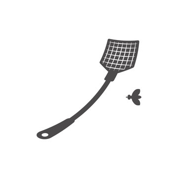 Fly swatter to kill flies and insects icon in flat style.Vector illustration.	