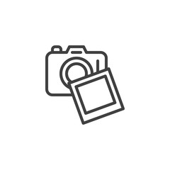 Camera and picture line icon. linear style sign for mobile concept and web design. Photo camera outline vector icon. Symbol, logo illustration. Vector graphics