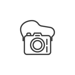 Photo camera line icon. linear style sign for mobile concept and web design. Camera outline vector icon. Symbol, logo illustration. Vector graphics