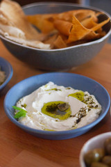 Labne with herb oil and pita