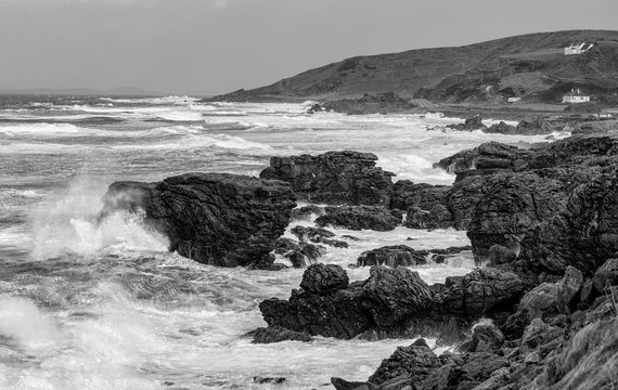 Stormy Scottish Coastline As Storm Ciara Approaches.