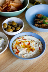 Pine nut hummus and olives