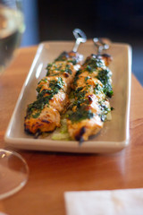 Herb and grilled chicken skewers