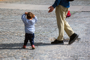Troubled naughty child with father