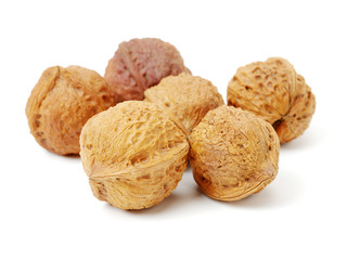 walnuts on white background 
