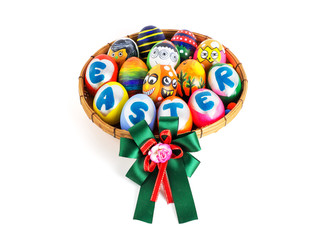 Easter eggs, colorful painted in many cute styles