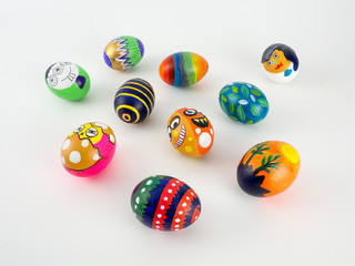 Easter eggs, colorful painted in many cute styles
