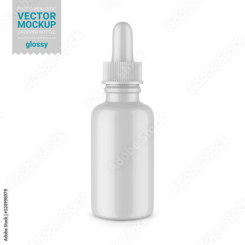 Download Glossy White Dropper Bottle Mockup Vector Illustration Wall Mural Wallpaper Murals Ilya Zaytsev