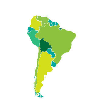 Colored South America map