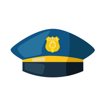 Cartoon police hat and gold badge vector