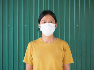 young woman in medical mask