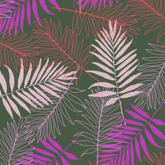 Fototapeta na wymiar Tropical palm leaves, jungle leaves vector floral pattern background