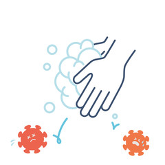 手洗い　コロナウイルスを落とす　イラスト